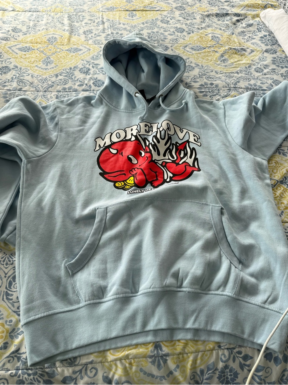 Lonely Hearts Club Light Blue Hoodie with Graphic Label